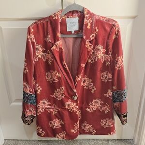 John Mark VELVET Pink Floral Blazer